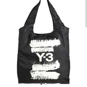 Y-3 Black Tote Messenger Bag with White Logo Brushstroke